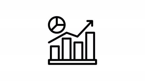 animación de iconos de líneas de gráficos de barras