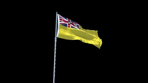 Niue National Flag Waving Alpha Channel Animation