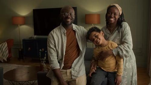 Happy Family Portrait Indoors, Smiling Together