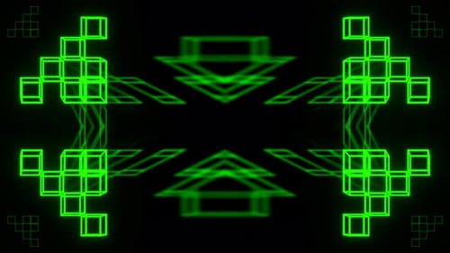 Green Pink And Yellow Cyber Symmetry Kaleidoscopic Pattern Background Vj Loop In 4K