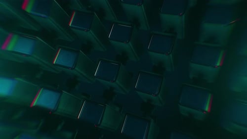 Animated Glitch Cubes Network Background Loop