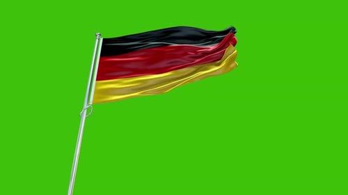 Realistic Waving German Flag on Green Screen