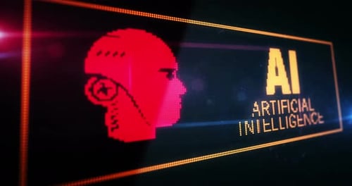 La luz del símbolo de inteligencia artificial parpadea en la pantalla digital