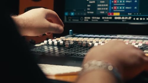 Sound Engineer in Studio Making Music Asian Popular DJ Working in Radio Broadcasting Studio or Music