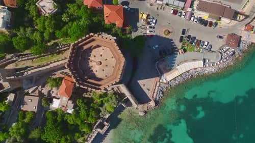 Drone View Alanya Bay and Historic Architecture