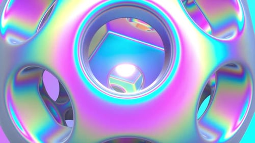 Holographic Iridescent Morphing Abstract Sphere Background Loop