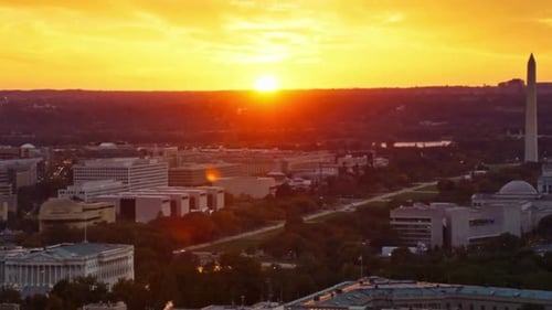 Cinematic And Beautiful View Of Washington DC Cityscape, USA
