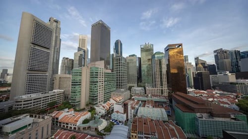 Horizonte del distrito central de negocios de Singapur