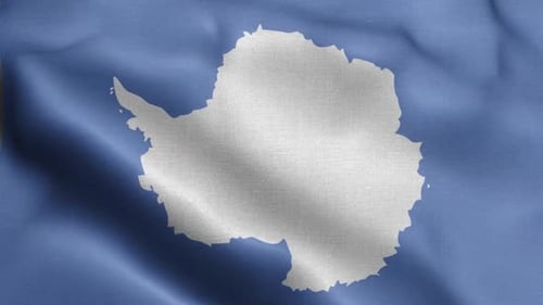 Antarctica Flag Waving Loop with Realistic Fabric Texture