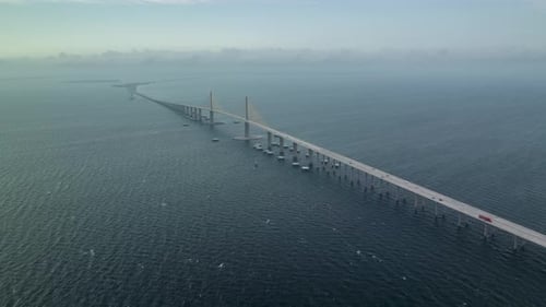 Sunshine Skyway Bridge Aerial Hyperlapse
