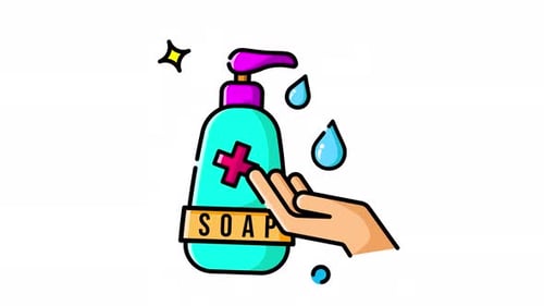 Animated Hand washing with liquid soap icon