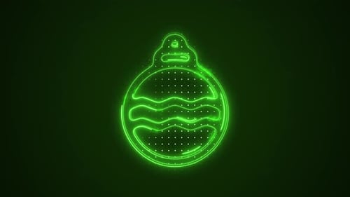 Neon Green Christmas Tree Decoration Outline Loop Background