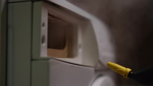 Washing Machine Drawer Steam Cleaning Close Up