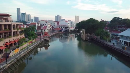 Melaka (Malacca) city aerial view in the morning, Malaysia