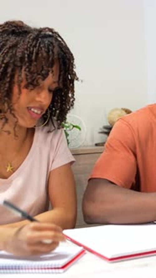 Young Adults Study Together in Bright Room
