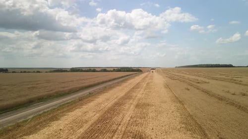 Wheat field aerial view in Ukraine