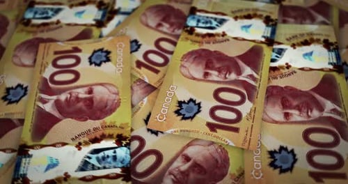 Canada Dollar growing pile of money seamless loop