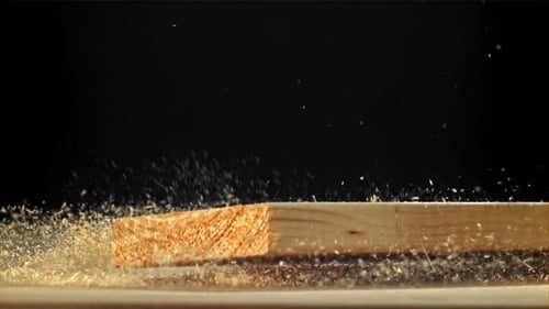 The Planks Fall on the Carpenter's Table Filmed on a Highspeed Camera at 1000 Fps