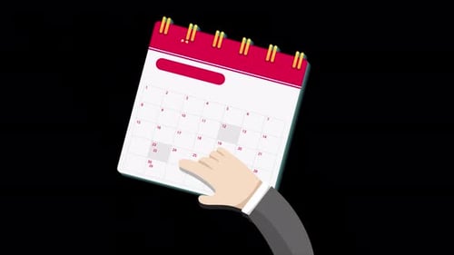 The Man Marking the 24th Place of the Month with His Finger 4K Alpha Channel