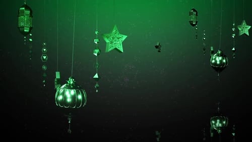Ramadan Arabic Green Lamps V3