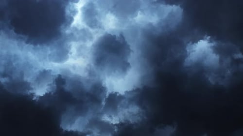 lightning storm timelapse in the middle of dark clouds