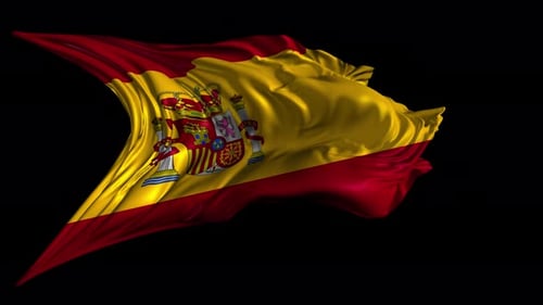 Animated Waving Flag of Spain with Realistic Fabric Texture