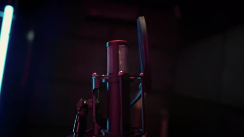 Professional Microphone in Music Recording Studio Audio Production Industry Modern Equipment for