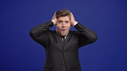 Amazed Businessman Shocked WOW Handsome Mature Manager Man in Formal Suit Surprised to Camera on