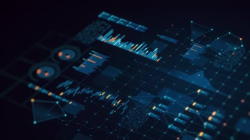 Finanças Empresariais Análise de Dados Interface Digital Plano de Fundo Renderização 3D