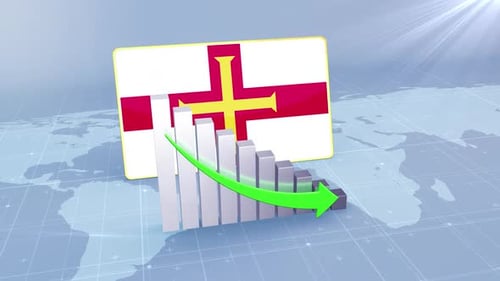 Guernsey Economic Decline Bar Chart Graph Downward Green Arrow