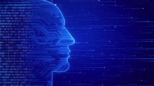 IA numérique Intelligence artificielle Animation cérébrale futuriste Concept d'interface entre le cerveau humain