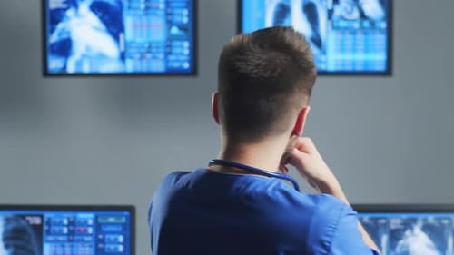 Professional Medical Doctor Working in Hospital Office Using Computer Technology Medicine Cardiology