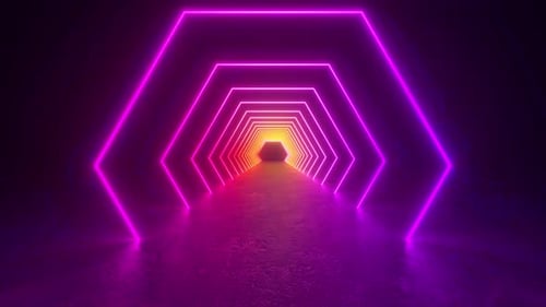 Neon Tunnel With Glowing Light
