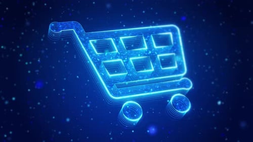 Futuristic Digital Shopping Cart Icon Animation