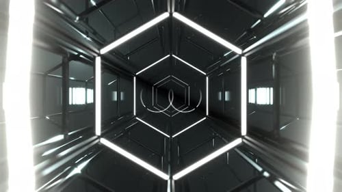 White Neon Alien Wireframe Cyber Track Background VJ Loop In 4K