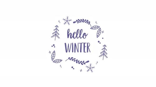 hello winter handwritten animated icon