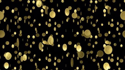 Gold Coin Rupee money loop tile falling with alpha. This 3d animation of India Rupees is loopable an