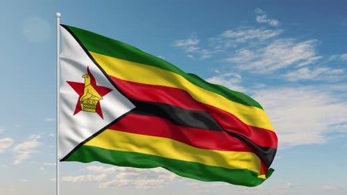 Realistic Waving Zimbabwe National Flag Animation