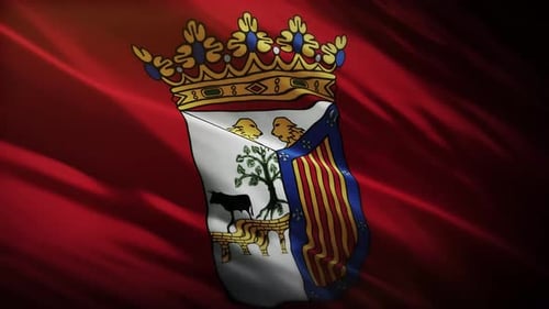 Realistic Waving Flag with Royal Coat of Arms Emblem