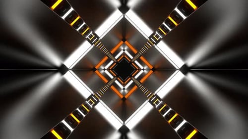 Orange And White Pulsing Neon Lamp Tunnel Background Vj Loop In 4K