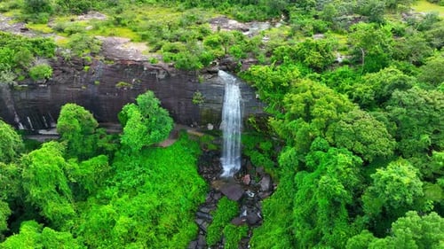 Beautiful waterfall from an aerial view.