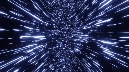 Abstrakte kreative kosmische Hintergründe Hyper Sprung in eine andere Galaxie. Lichtgeschwindigkeit, Neon leuchtet 4K