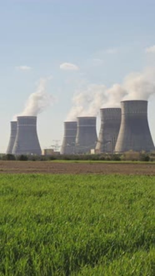 Top Aerial View to Nuclear Power Plant Atomic Power Stations Sources of Electricity