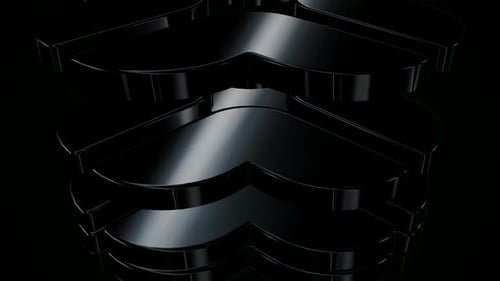 Sleek Black Abstract 3D Geometric Shapes Interlocking Motion Background