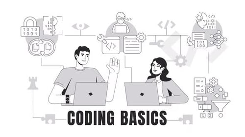 Coding basics line 2D banner animation