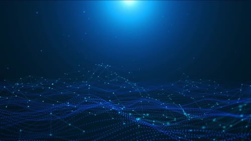 Digital Matrix Technology Cyberspace Data Flow Blue Digital Glowing Grid Clean Business Corporate