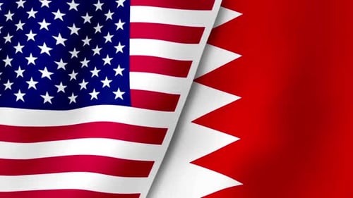 Waving Flags of United States and Bahrain