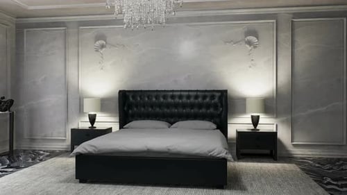 Luxury bedroom interior with modern furniture