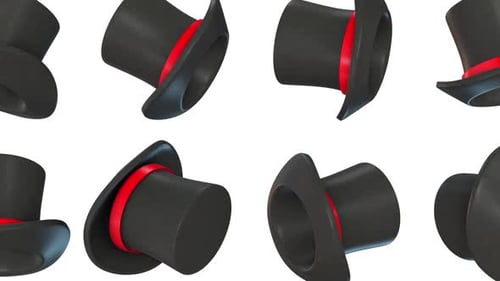 Seamless Loop of Spinning 3D Top Hats Pattern Animation