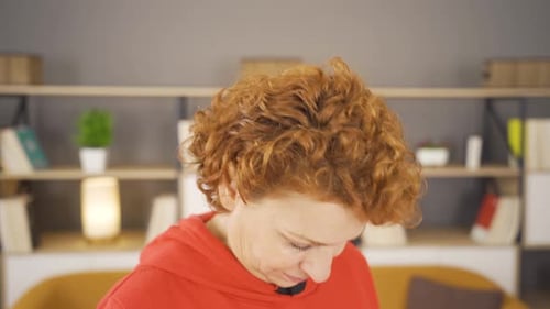 Close-up neck exercise, cervical disc herniation.